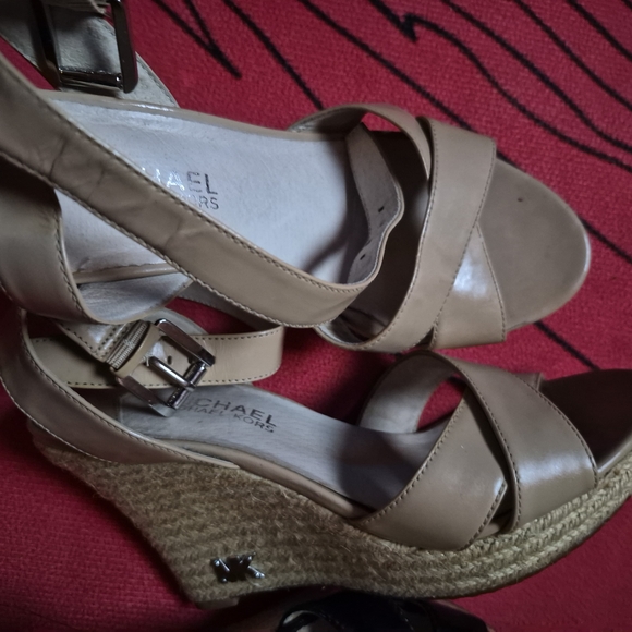 Michael Kors Black Wedge Sandals Two Oair Size 6.5 And Tan Two For $35.00 - Picture 2 of 3
